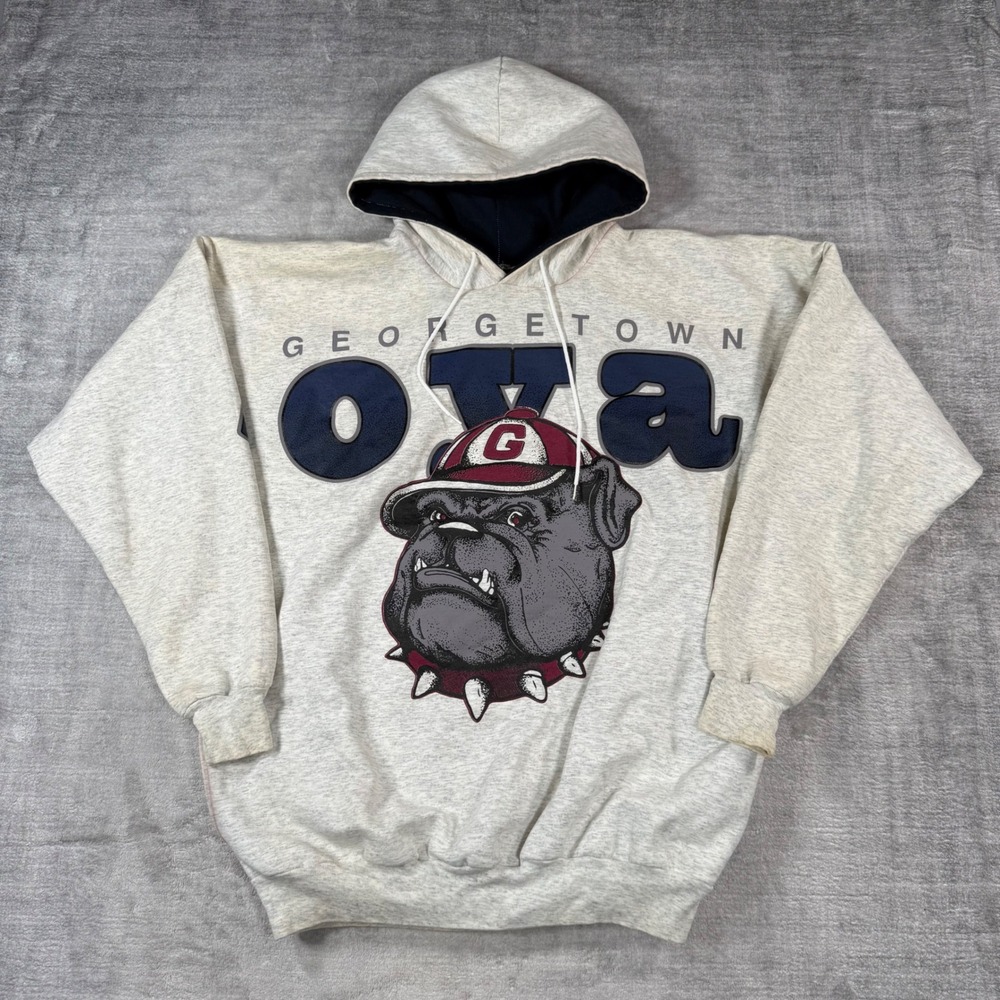 Georgetown Hoyas Sweatshirt Mens XL Gray Vintage 90s Big Spell Out Hoodie NCAA